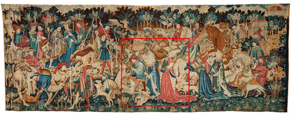 Toàn bộ Tấm thảm săn bắn Devonshire: Săn lợn rừng và gấu (1425-1430) sản xuất tại Arras, Pháp