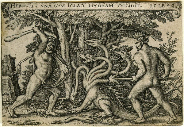Bức tranh mô tả cảnh Heracles và Iolaus giết quái vật Lernaean Hydra