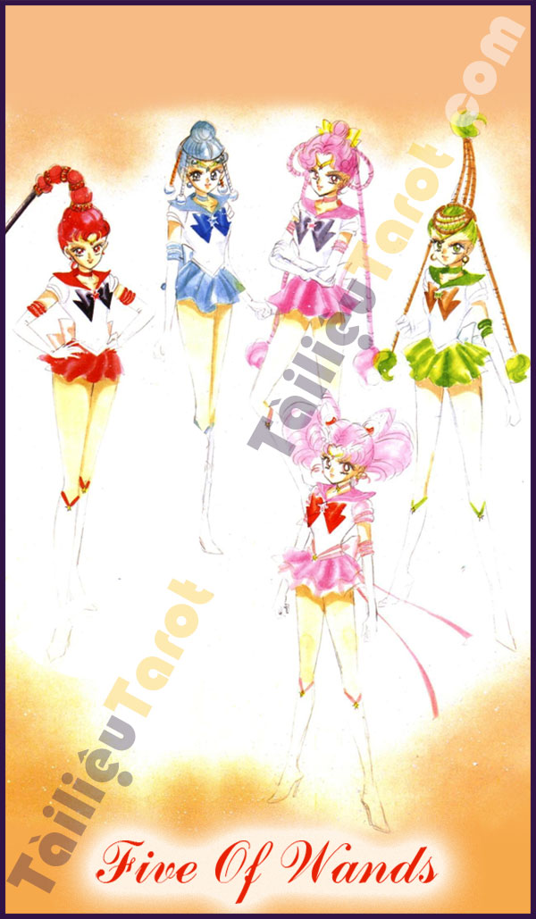Five Of Wands - Sailor Moon Tarot made by TailieuTarot.com