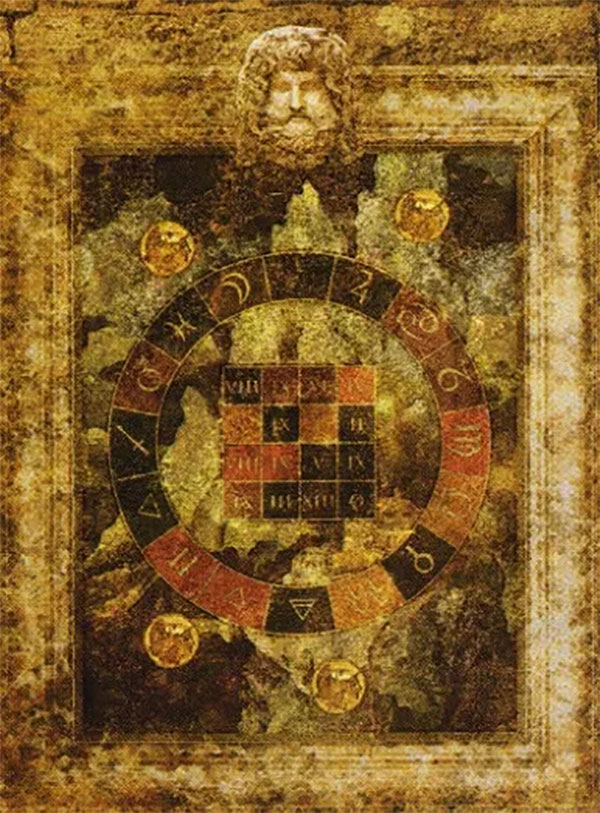 Hình ảnh vòng tròn ma thuật trong lá bài Four Of Coins Tyldwick Tarot - Bốn Xu trong Tyldwick Tarot