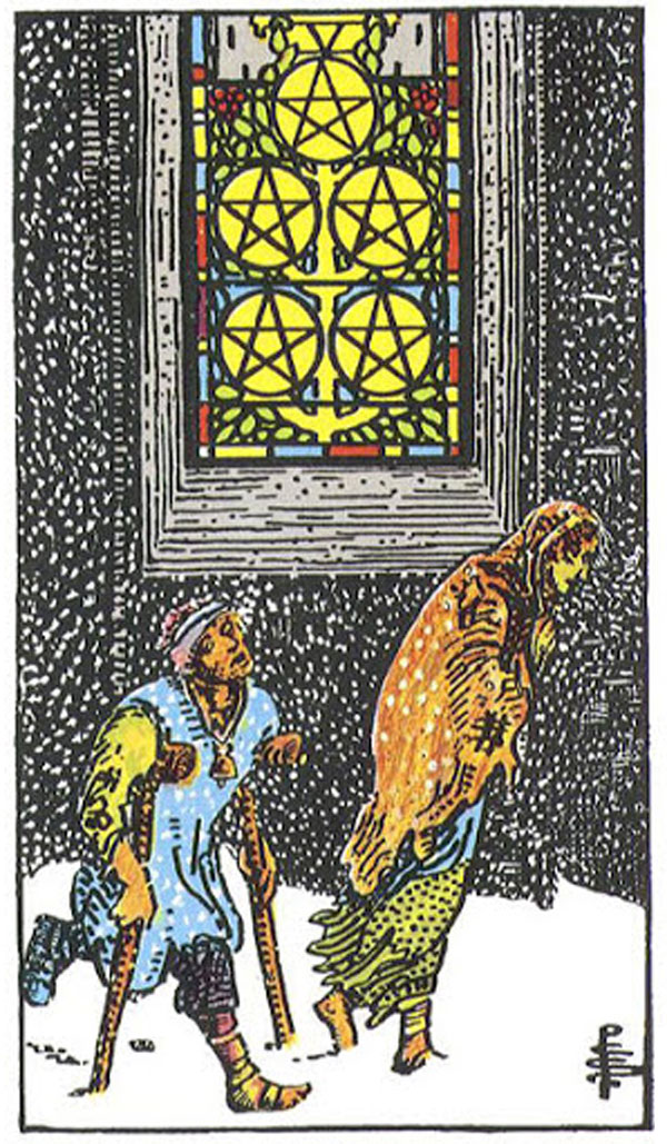 Ý nghĩa Five Of Pentacles Rider Waite Smith Tarot - Năm Xu trong Rider Waite Smith Tarot