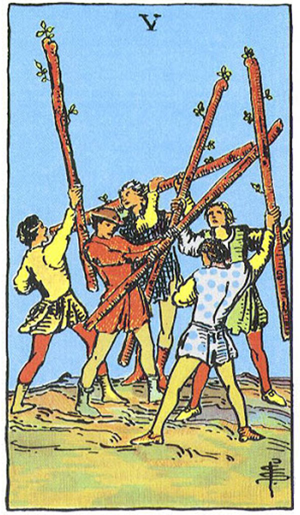 Ý nghĩa Five Of Wands Rider Waite Smith Tarot - Năm Gậy trong Rider Waite Smith Tarot