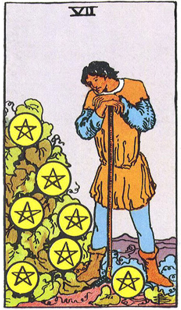 Ý nghĩa Seven Of Pentacles Rider Waite Smith Tarot - Bảy Xu trong Rider Waite Smith Tarot