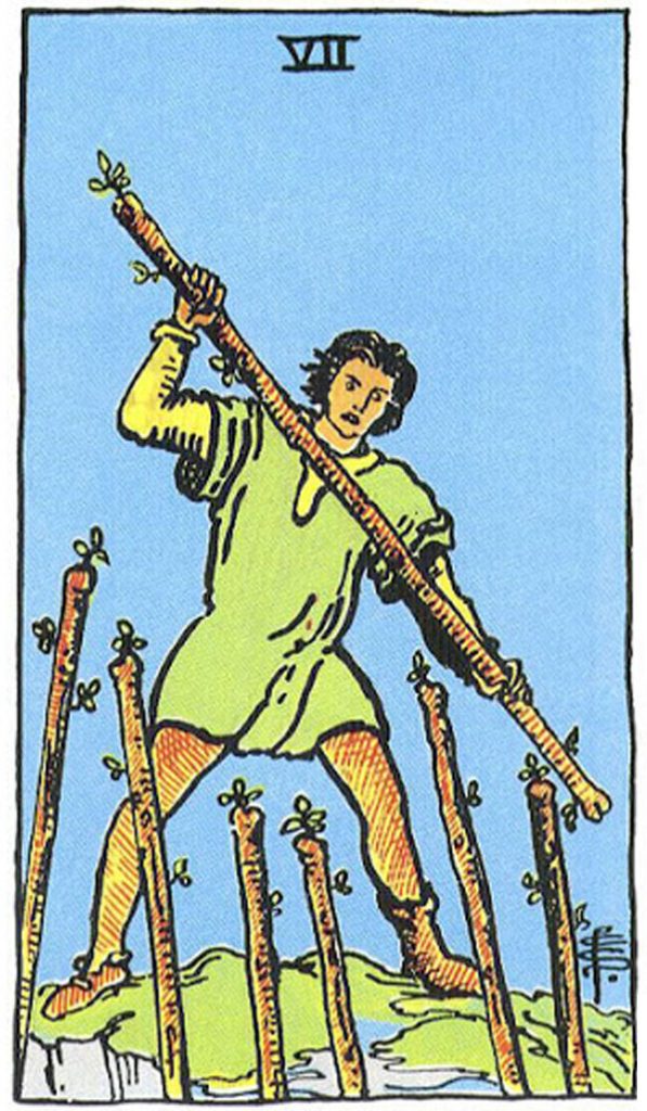 Ý nghĩa Seven of Wands Rider Waite Smith Tarot - Bảy Gậy trong Rider Waite Smith Tarot theo chiều xuôi