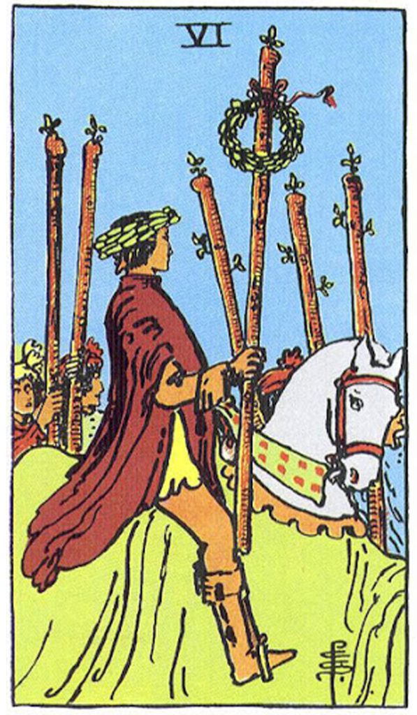 Ý nghĩa Six of Wands Rider Waite Smith Tarot - Sáu Gậy trong Rider Waite Smith Tarot theo chiều xuôi